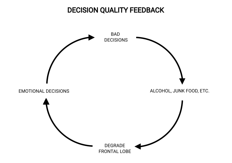 The feedback loop between decision quality and neural pathways
